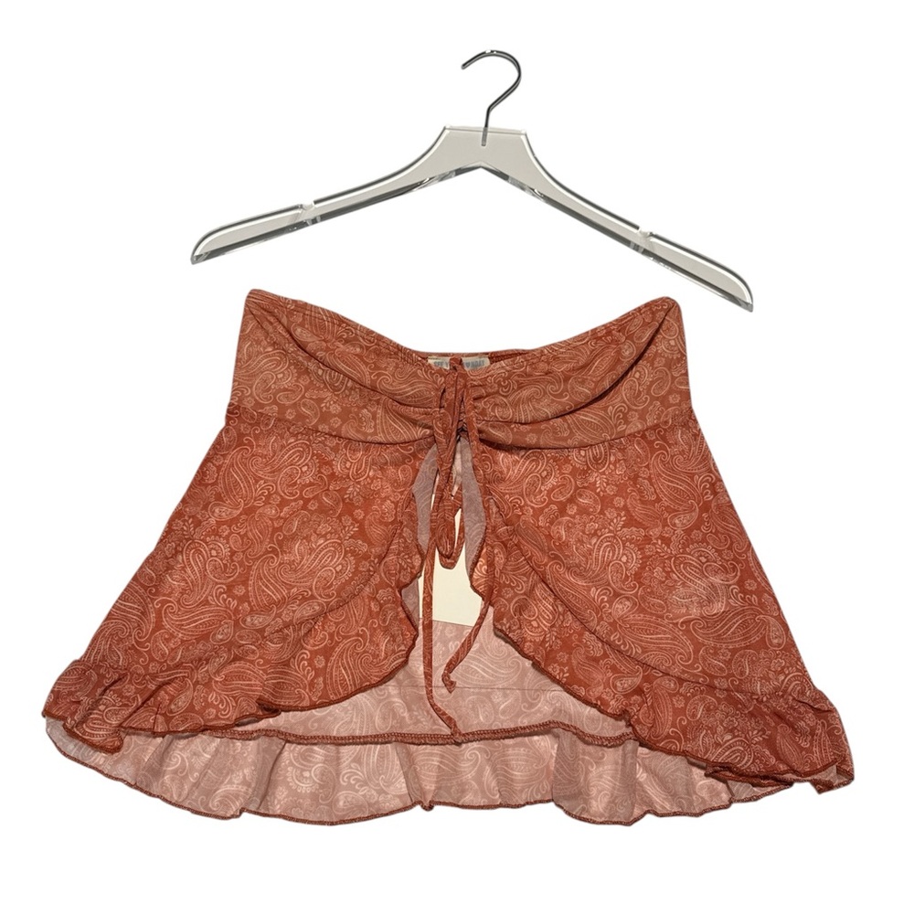 Y2K Tie-Front Orange Paisley Top or Skirt